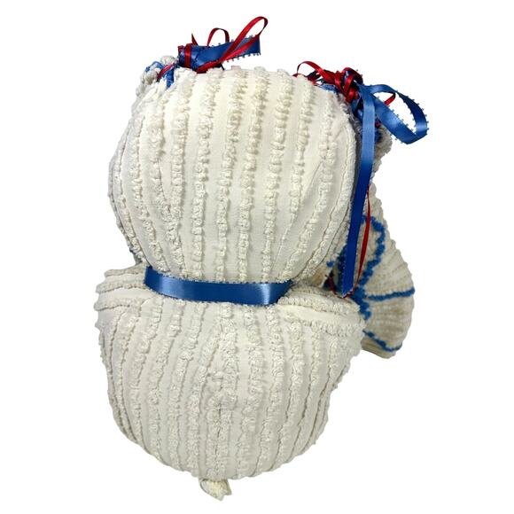 Chenille Handmade Large Eared Vintage Bunny Rabbit w/Quilted Blanket-READ - Picture 3 of 9